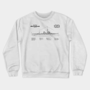 HMS Dreadnought ship plans - BD Crewneck Sweatshirt